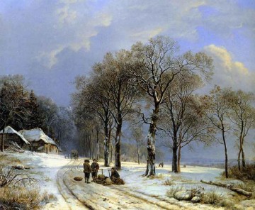 Barend Cornelis Koekkoek Painting - Paisaje de invierno holandés Barend Cornelis Koekkoek